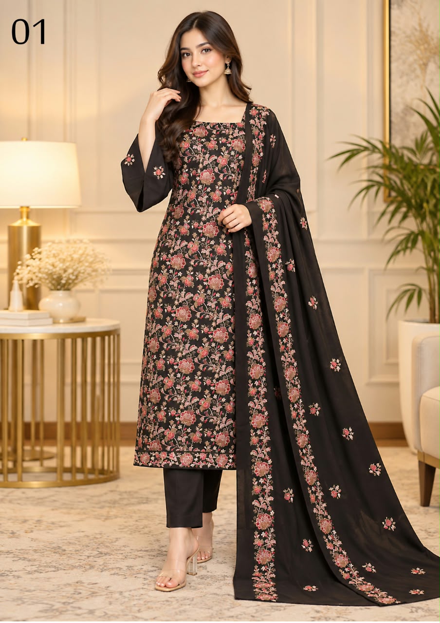 Sitaish — Dhanak Embroidered 3-Piece Suit