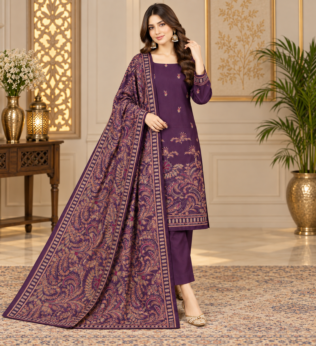 Nisha | Luxury Embroidered 3-Piece Suit