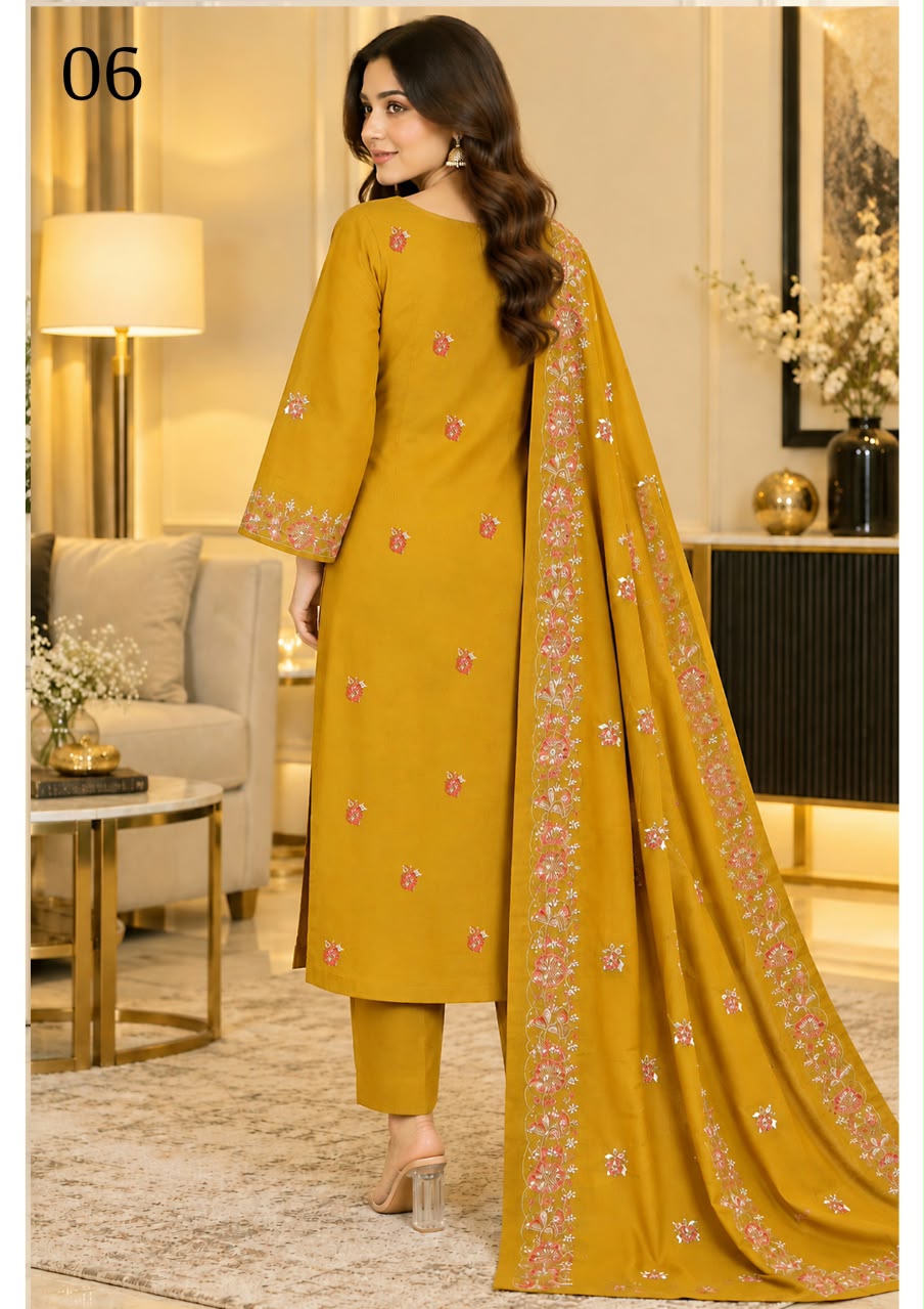 Sitaish — Dhanak Embroidered 3-Piece Suit