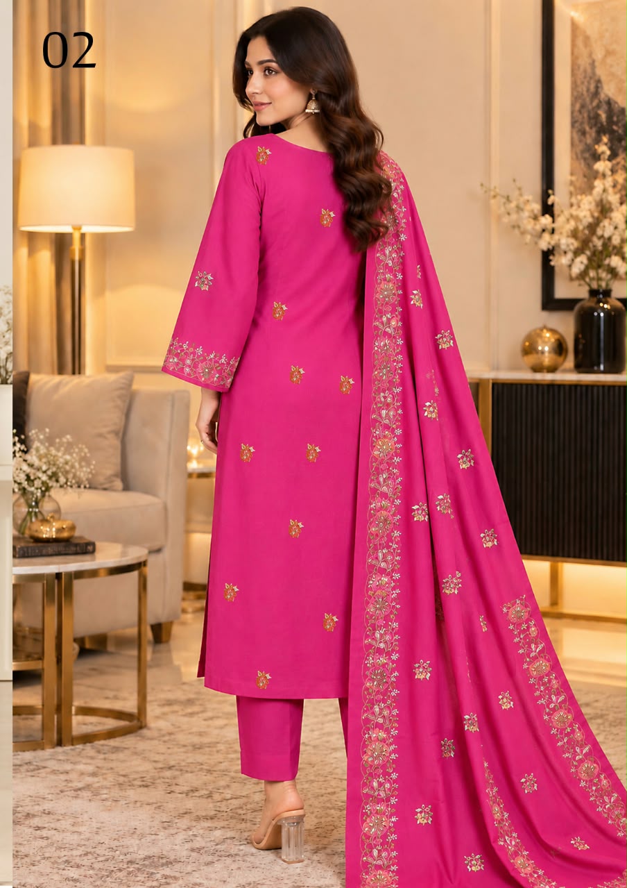 Sitaish — Dhanak Embroidered 3-Piece Suit