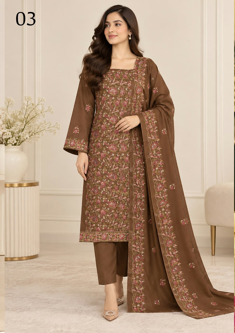 Sitaish — Dhanak Embroidered 3-Piece Suit