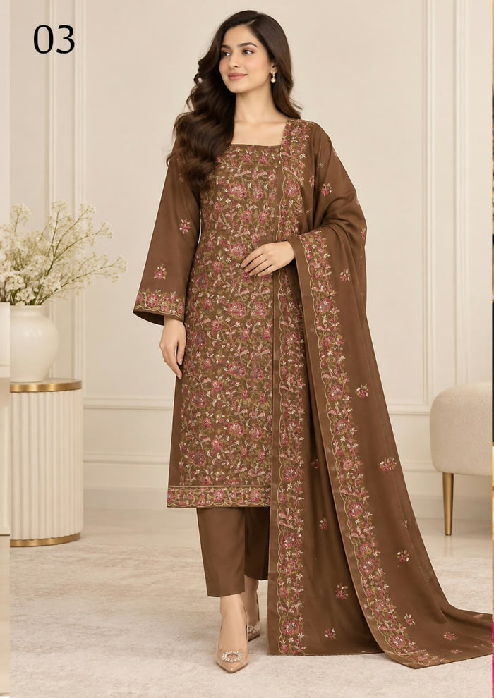 Sitaish — Dhanak Embroidered 3-Piece Suit