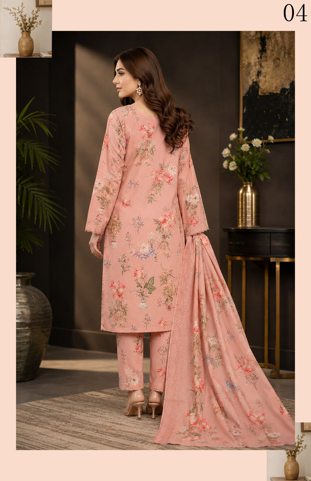 Gul Kari | Slub Linen Printed Emboridered 3-Piece Suit