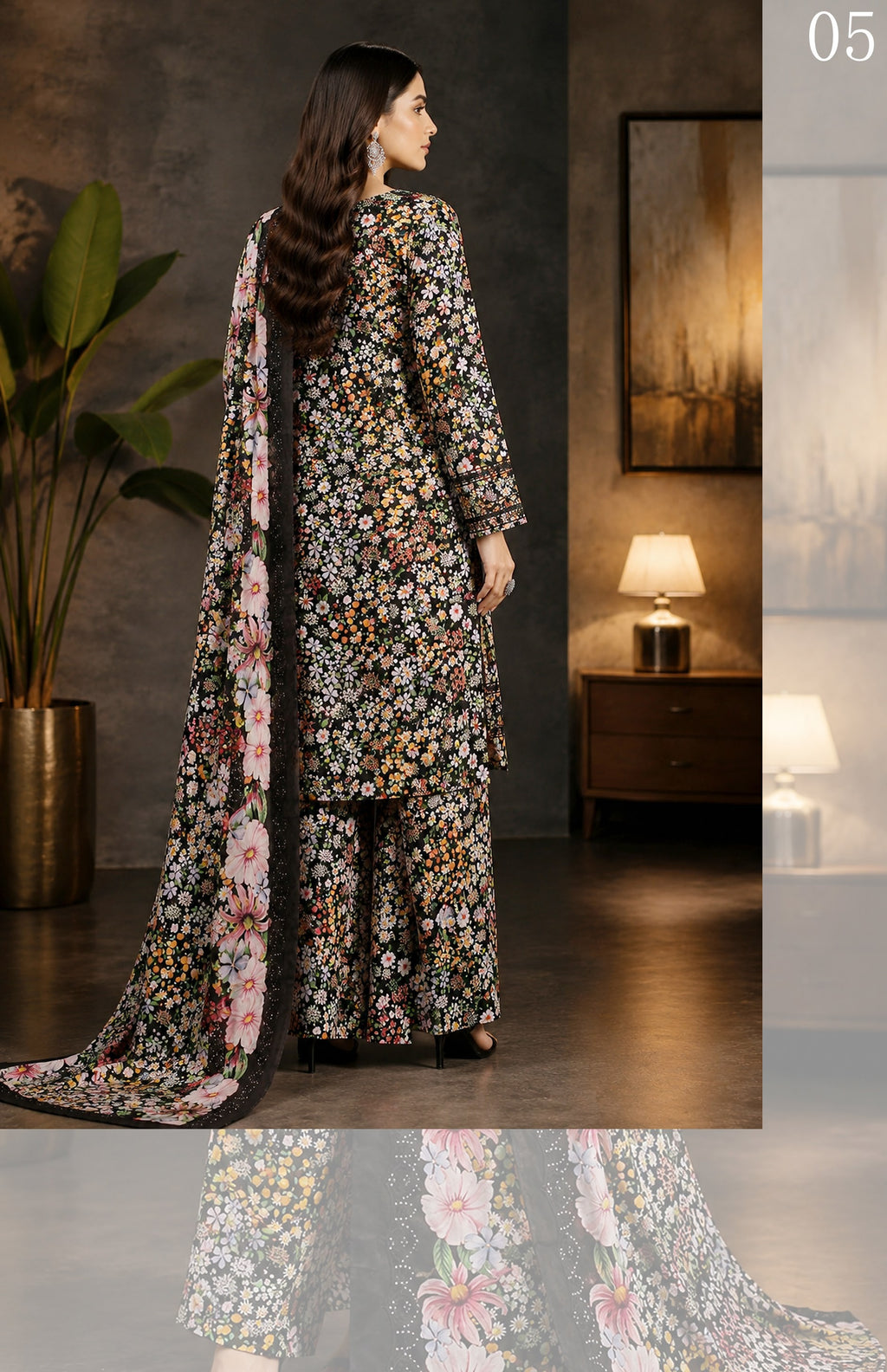 Gul Kari | Slub Linen Printed Emboridered 3-Piece Suit