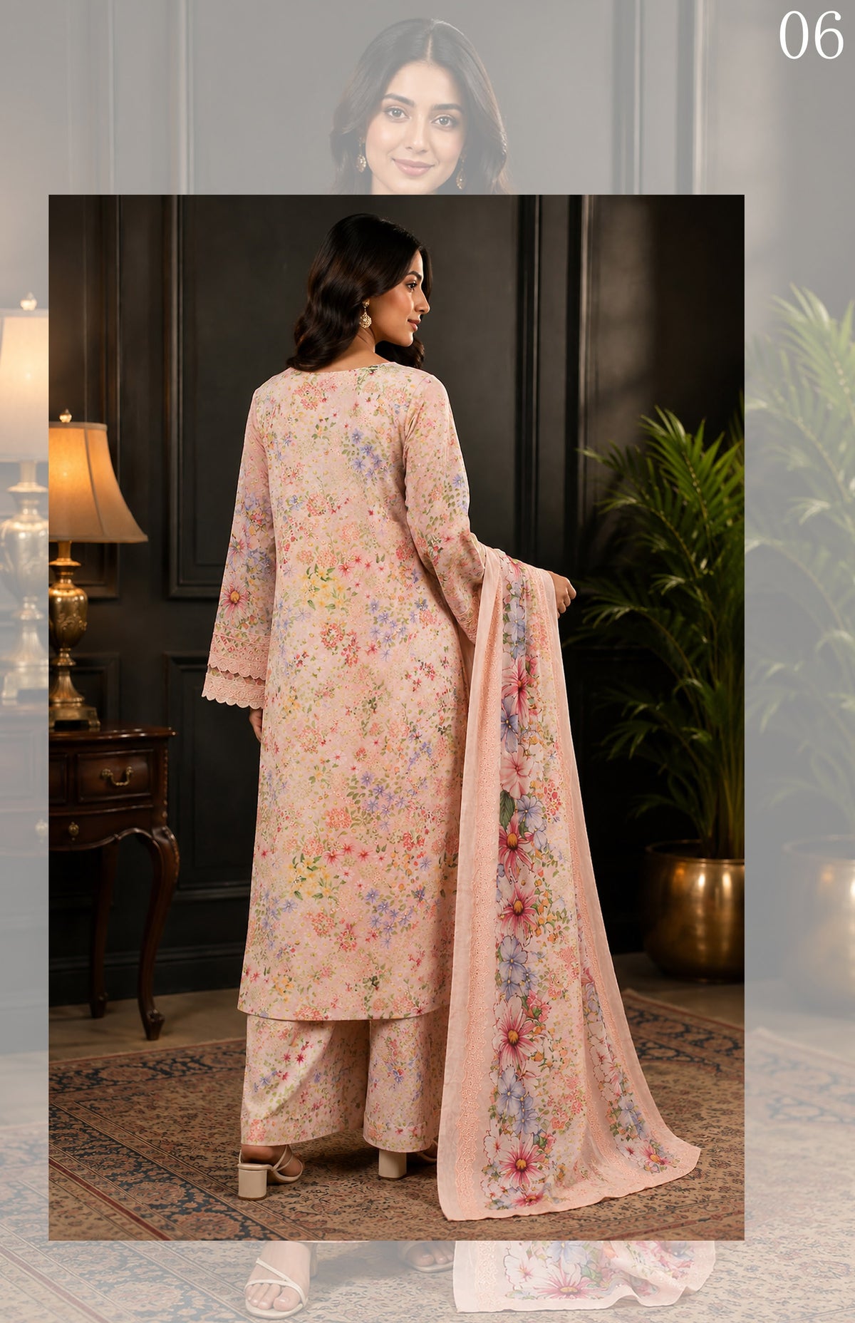 Gul Kari | Slub Linen Printed Emboridered 3-Piece Suit