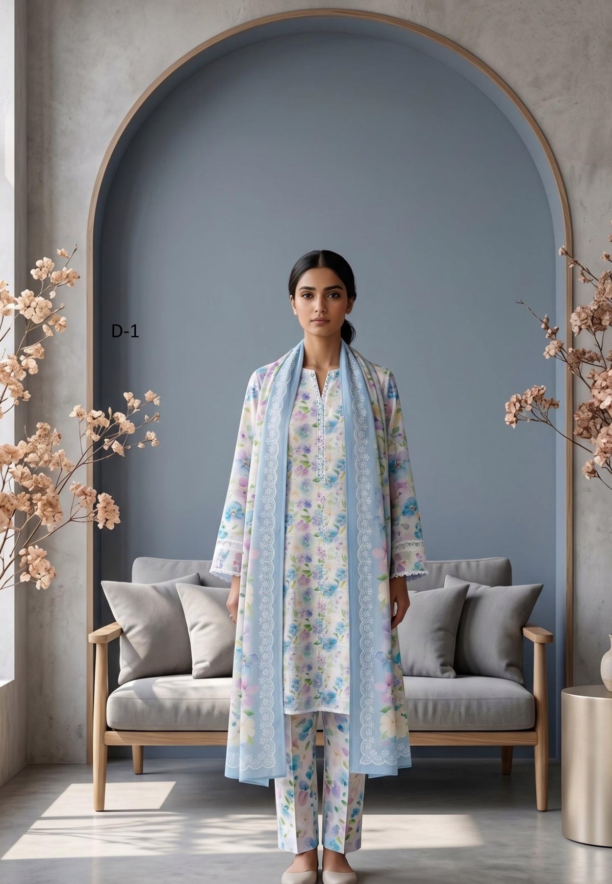 Koyal | Slub Linen Printed Emboridered 3-Piece Suit