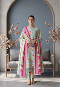 Koyal | Slub Linen Printed Emboridered 3-Piece Suit