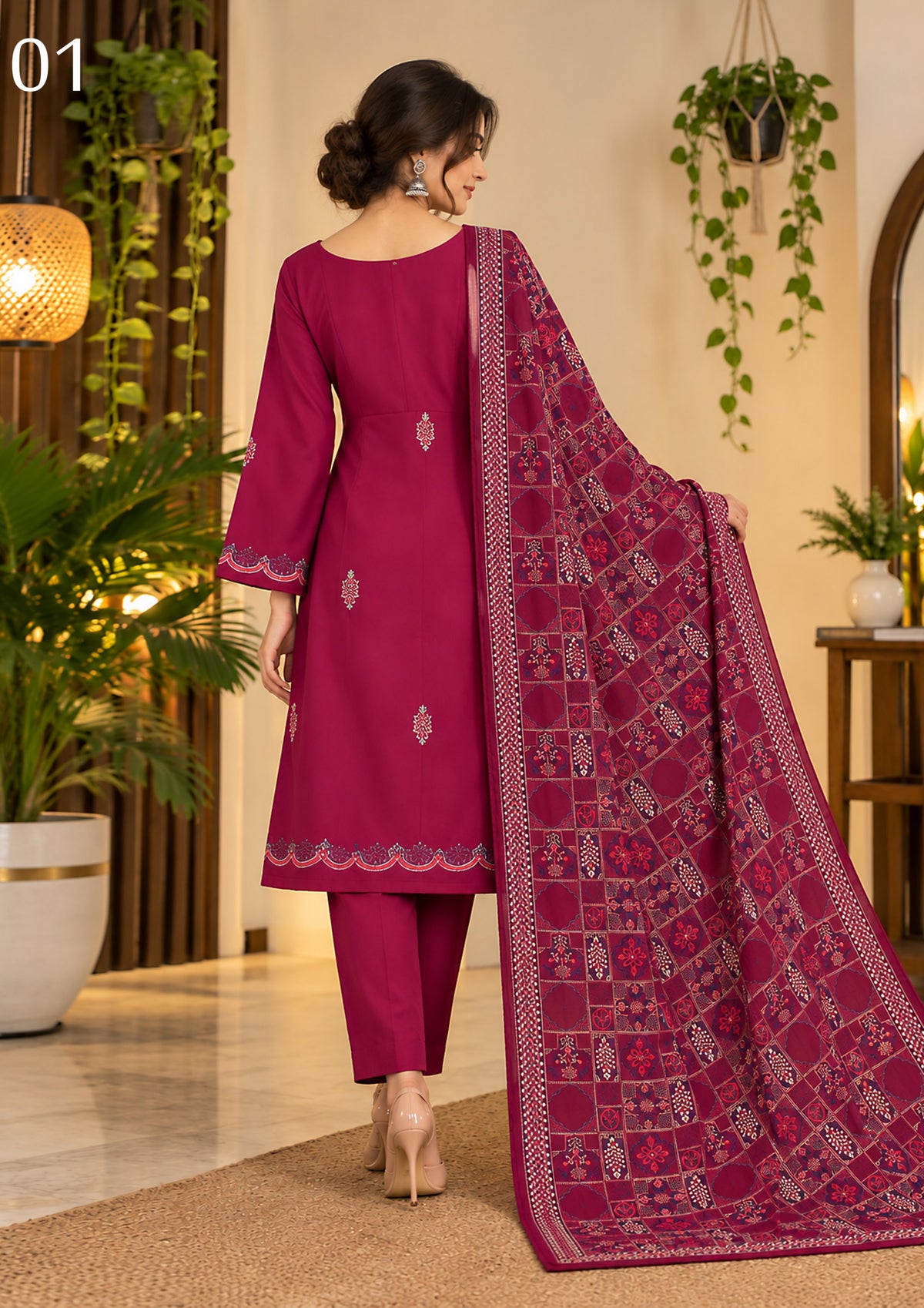 RANGREEZ  | Luxury Embroidered 3-Piece Suit