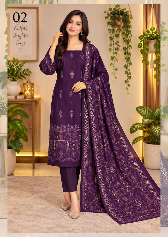 RANGREEZ  | Luxury Embroidered 3-Piece Suit