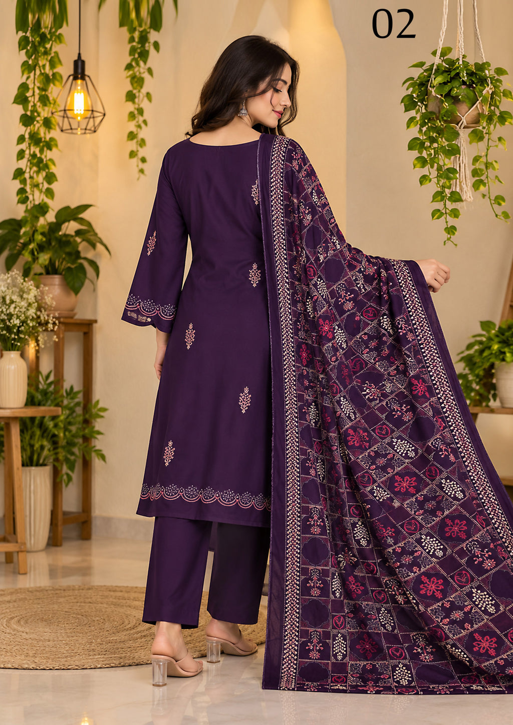 RANGREEZ  | Luxury Embroidered 3-Piece Suit