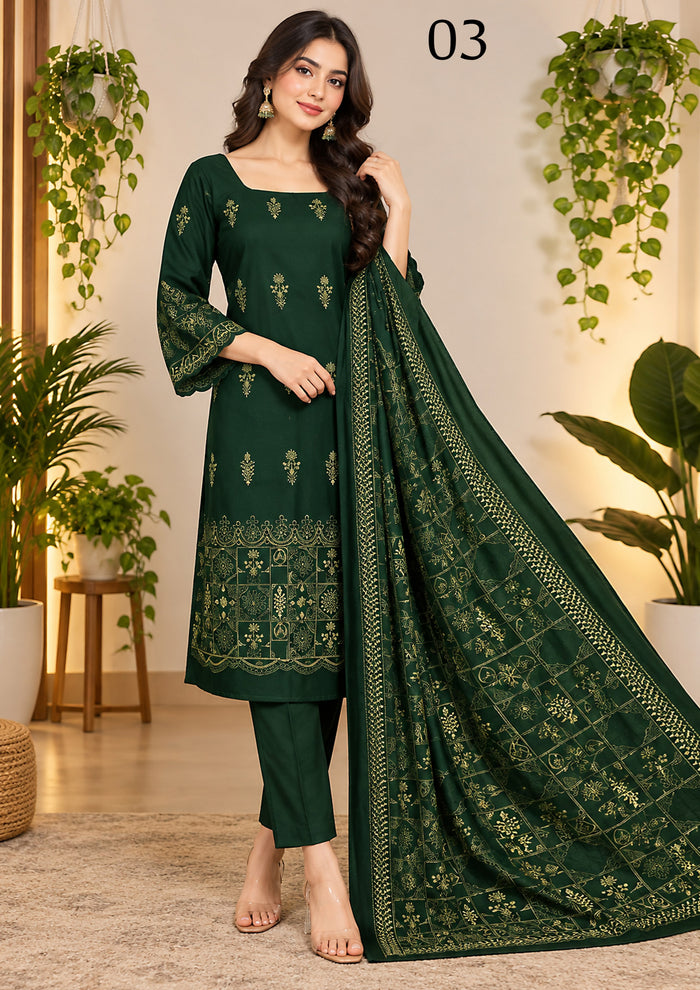 RANGREEZ  | Luxury Embroidered 3-Piece Suit