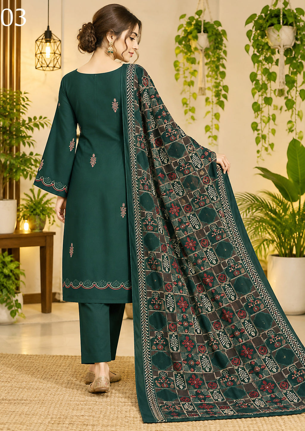 RANGREEZ  | Luxury Embroidered 3-Piece Suit
