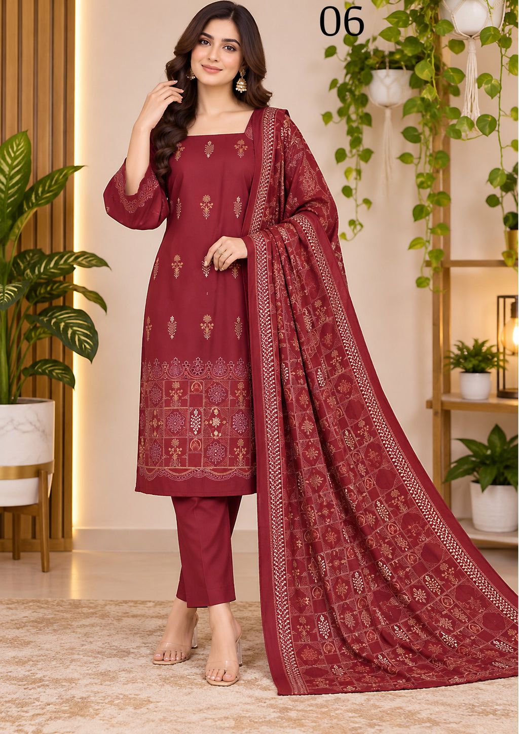 RANGREEZ  | Luxury Embroidered 3-Piece Suit