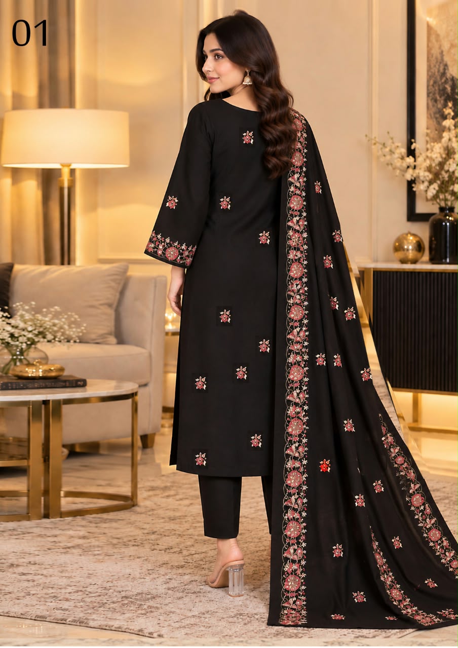 Sitaish — Dhanak Embroidered 3-Piece Suit